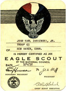 John Zane Eagle Scout certificate