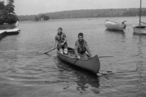 John Zane in canoe b&w